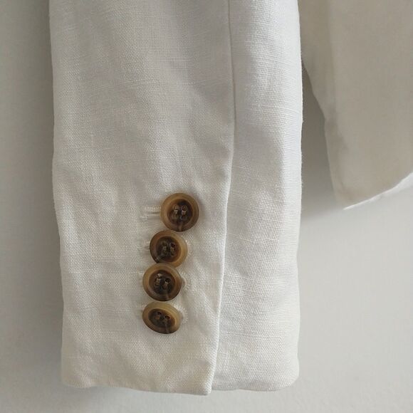 J Crew Schoolboy Blazer 6 White Linen Lined Academia Preppy Career Office Work - Picture 6 of 10